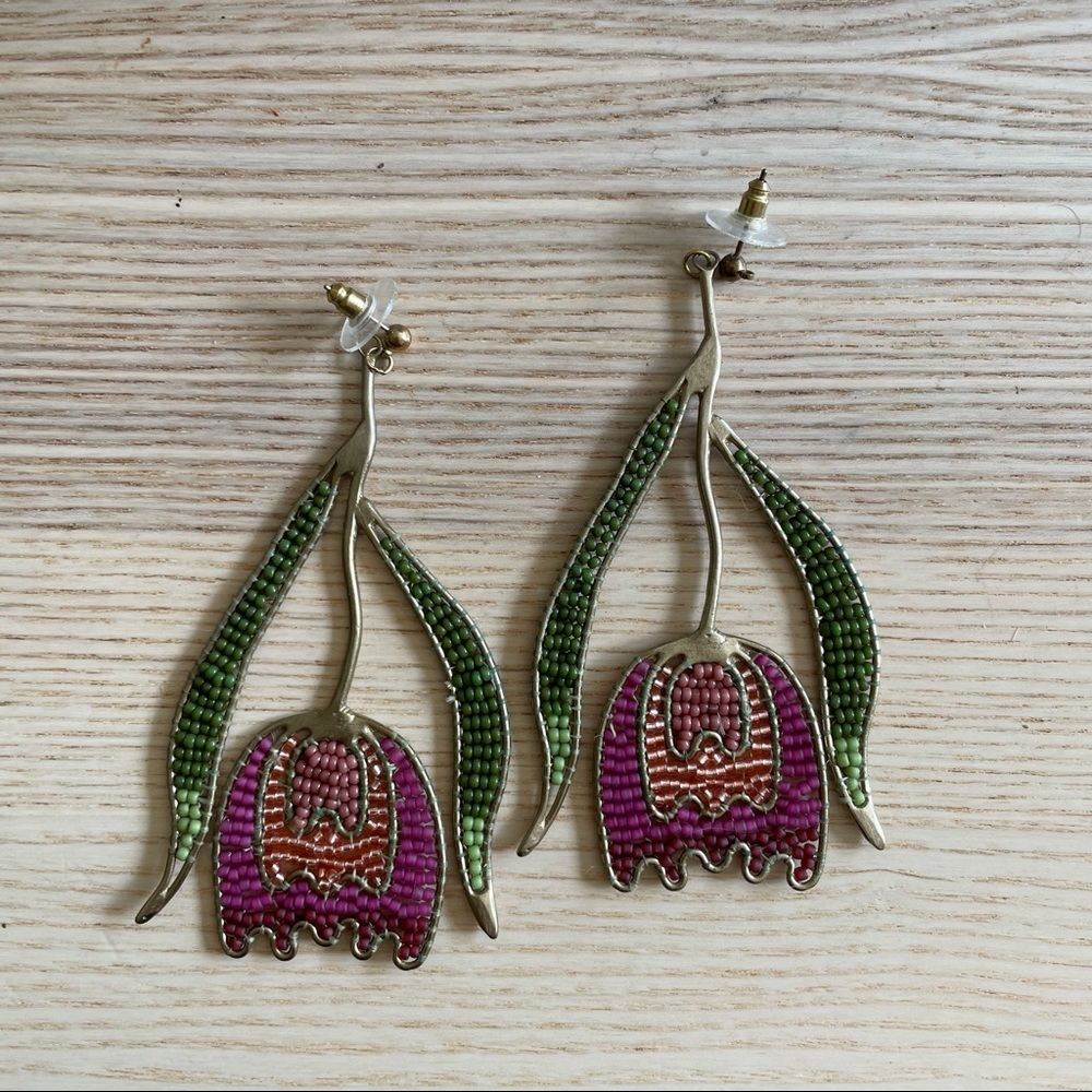 Mountain Maiden Company handmade tulip beaded earrings statement